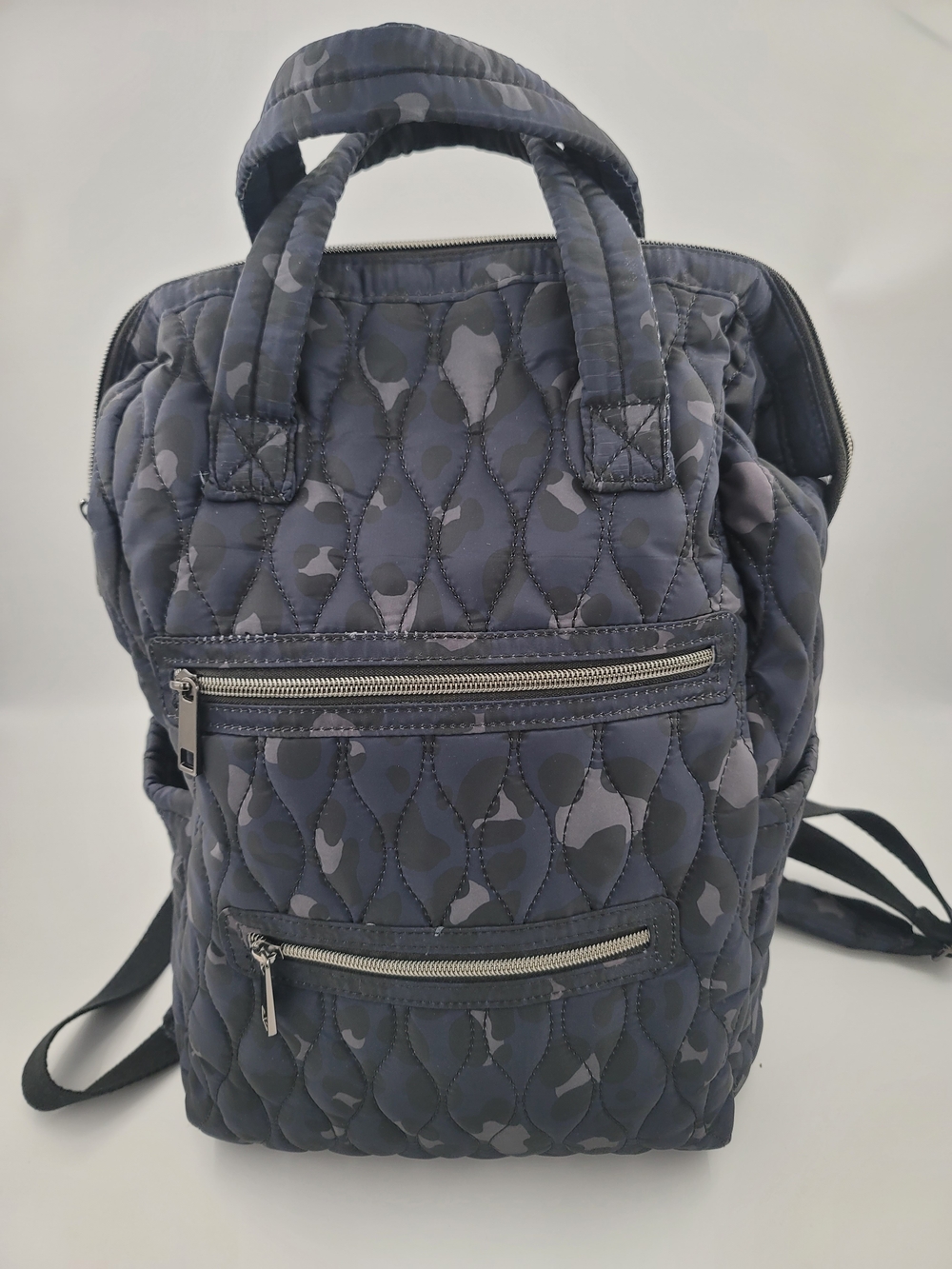 Quilted Camo Navy Women's Backpack Tote